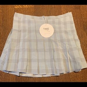 blue plaid skirt